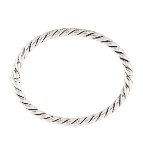DAVID YURMAN DIAMOND STERLING SILVER 925 HINGED STAX CABLE BRACELET - Picture 5 of 8